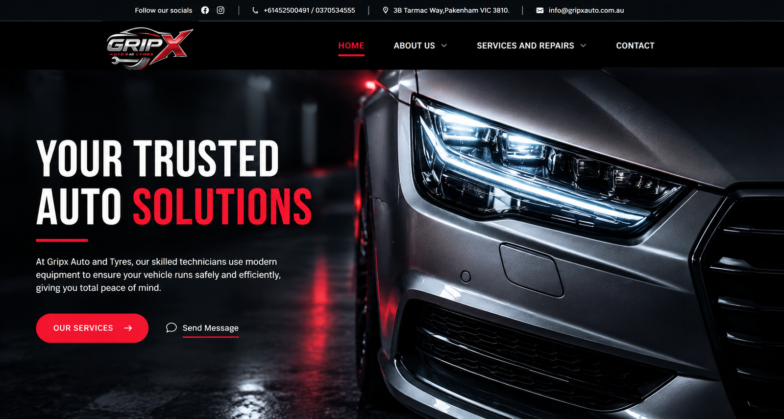 Preview of the vehicle repair shop website
