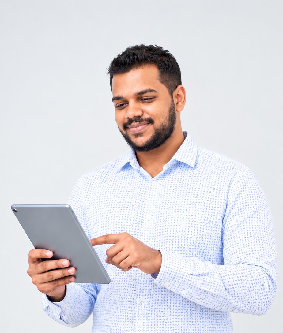 Web designer working on a tablet